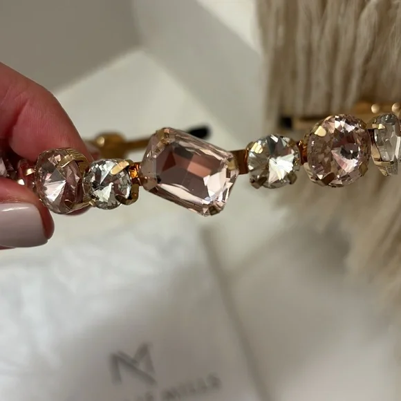 Natalie Mills glamband headband with pink and clear rhinestones NWOT - Picture 5 of 6